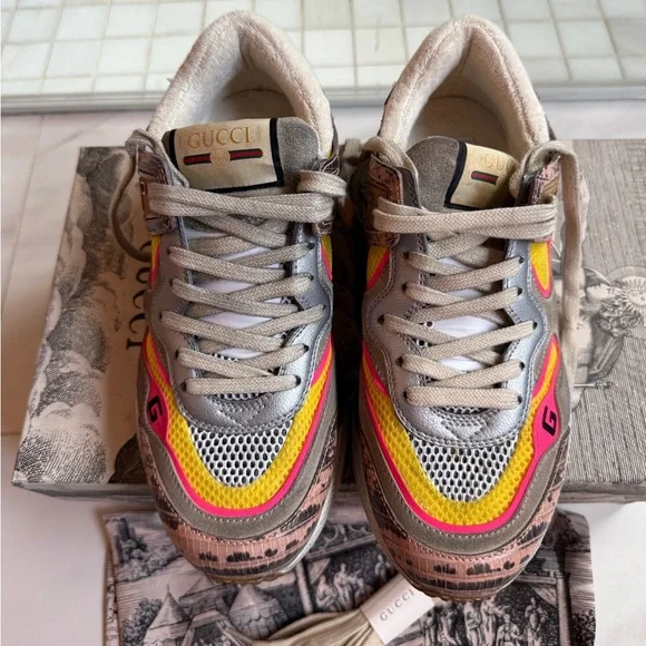 Gucci Shoes | NWT Gucci Women's Ultrapace Lizard Leather Sneakers - Box Included - Picture 10 of 11